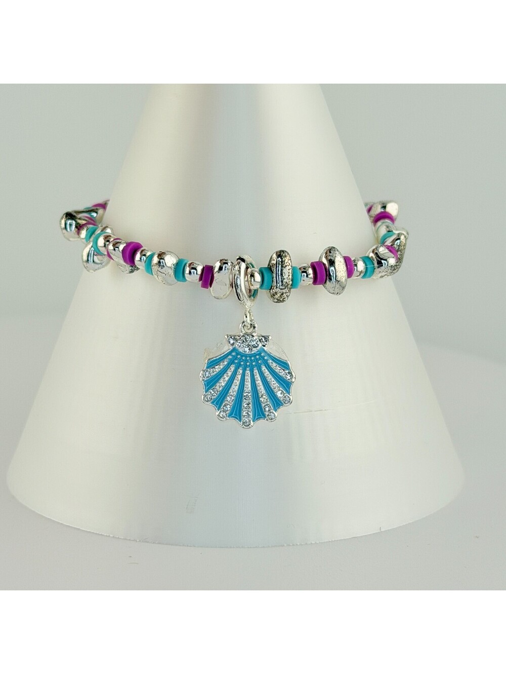 Bomb Party Bracelet - RETRO Seashell Charm on Silver Plating